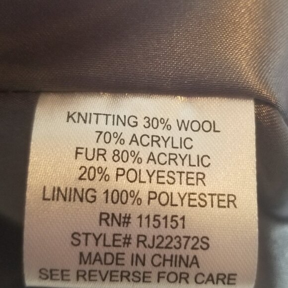 Romeo & Juliet Couture Wool Blend Faux Fur Grey Shabby Chic Y2K Vest Sz L - Picture 5 of 5